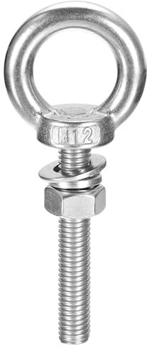 QUARKZMAN Bullone ad Occhiello di Sollevamento, 1 Set M12 x 60mm Bullone ad Occhiello con Dado Rondella Acciaio Inossidabile 304 Anello Sollevamento a Spalla per Appendere Oggetti