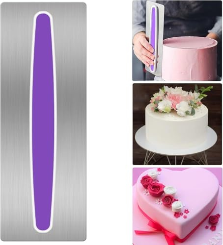 Romaxx : Geebymol Cake Scraper Stainless Steel Buttercream Smoother Cake Edge Smoother Baking Cakes Comb Icing Polisher Mousse Cream Metal Cake Decorating Tool for Cake Pastry Cream Baking DIY (TH)