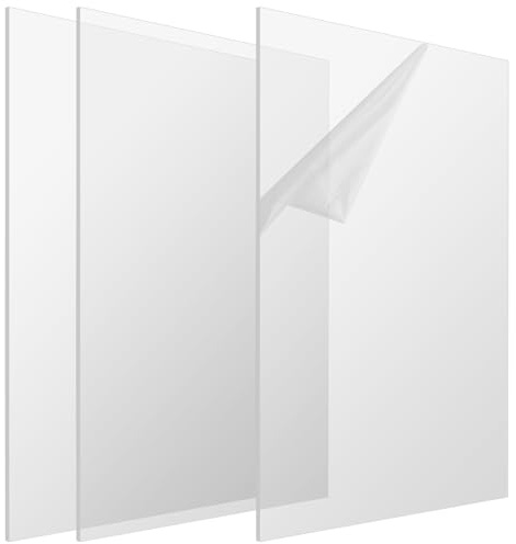 SENJEOK 3 PCS A3 Clear Acrylic Sheets, 3mm Thick Acrylic Board, 420 x 297mm Transparent Plastic Panel for Home Decoration, Display, Picture Frame