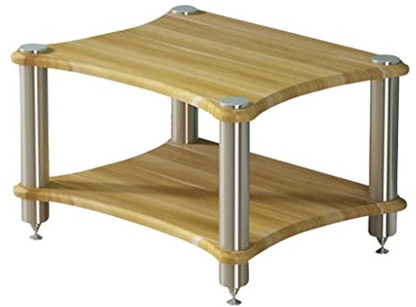 Rack audio HiFi multifonction moderne avec pieds absorbant les chocs Marron 2 niveaux pour composants vidéo 60 x 48 x 40 cm