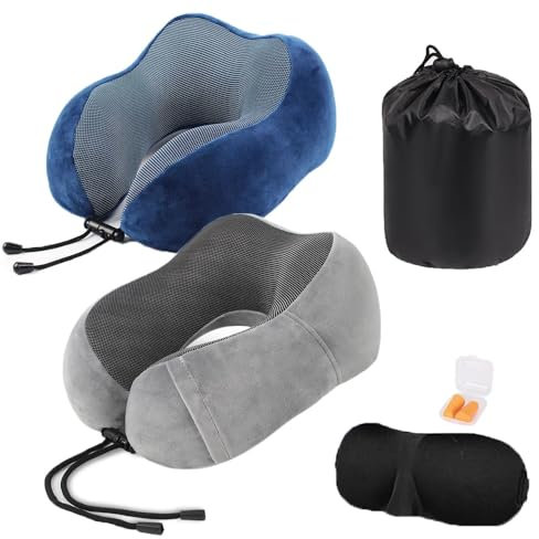 SpeXyngial Travel pillow,Memory Foam Travel Neck Pillow with Spare Cover - Comfortable & Washable Support for Long Flights, Road Trips, and Office Naps, Adjustable Fit for Adults & Teens (NAVY)