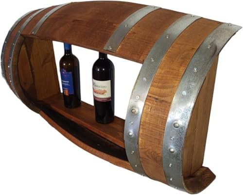 Generico Vinoteca con forma de medio barril de pared de 100 litros, con estante interior, color nogal
