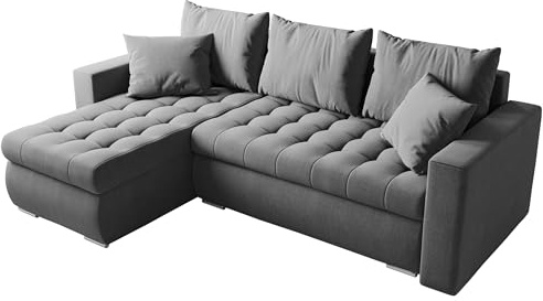 BROMARKT Sofa mit Schlaffunktion und Bettkasten Hellgrau Schlafsofa L Form | Wohnlandschaft Eckcouch Sofa Freistehend Polstercouch Ecksofa Schlafcouch Stauraum 238 cm Breite 4 Sitzer Stoff Malmo