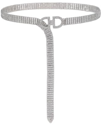 Faletony Mode Glitzer Strassgürtel Damen Eleganter Taillengürtel Taillenkette Kettengürtel Silber Hüftkette Beste Dekoration für Jeans Kleid Mantel