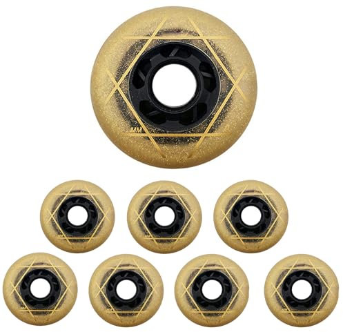 JCXYL EV 8-pack inlineshjul 88/83A rullskridskohjul avsedda för rullskridskohjul 72MM 76MM 80MM Ersättande träningsskridskohjul,Gold,72MM