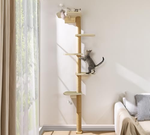 HFHOME Wandmontierter Katzenbaum 5 Etagen