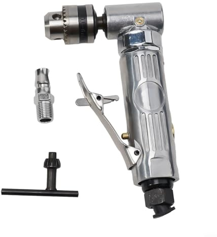 Besttoolifes Perceuse pneumatique à angle droit, machine de forage pneumatique à coude à 90 degrés à haute vitesse de 6,35 mm, perceuse pneumatique coudée à haute vitesse 15 000 tr/min, échappement de