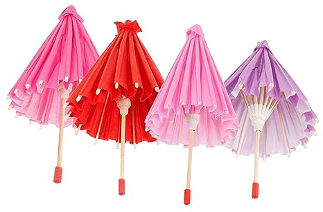 Parapluie Miniature 4 Pièces en Papier Bambou pour Garçon et Filles DIY | Décoration Suspendue, Accessoires pour Graffiti et Loisirs Créatifs, Format 20cm, Lot de 4