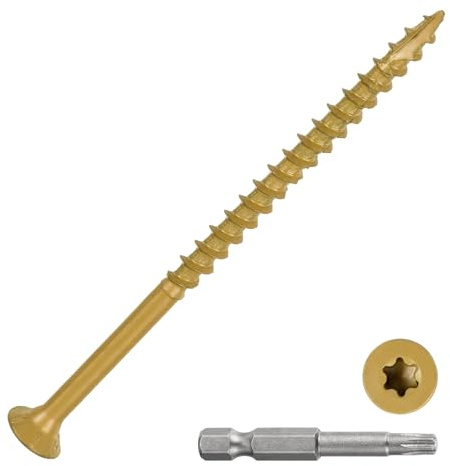 DTGN #10x3-1/2 Deck Screws - 30Pack - Good for Decks, Fences, Frames, Farms, Outdoor Furniture - Carbon Steel Wood Screws W/ T25 Torx Star Drive Bit - Tan