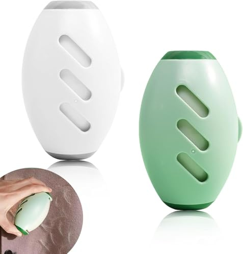 Heyumybit 2 Pezzi Rullo Antipelucchi Riutilizzabile,Rullo Antipelucchi Lavabile,Portatile,Palla Appiccicosa Levapelucchi per Peli di Animali Domestici,Vestiti,Divani (Bianco e Verde)