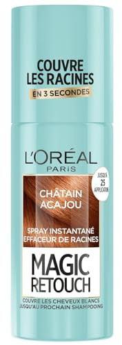 L' PARIS – Retouche Racines Instantanée, Couleur Châtain Acajou Naturelle et Pratique (Spray)