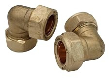 PlumbEZ 15mm Compact Compression Elbow Fittings – Brass 90° Plumbing Bend for Copper & Plastic Pipe | Leak Proof Compression Joints for Water, Gas & Heating Systems (10)