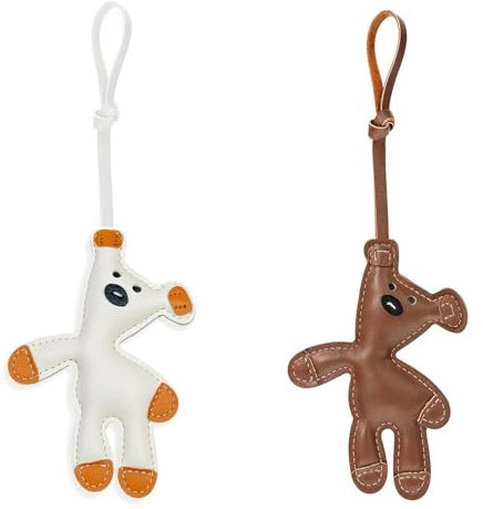 JOOTUEPO 2 Stück Taschenanhänger Bär Leder, Schlüsselanhänger Bär, Süßer Bären Anhänger, Brauner Bäre Taschenanhänger, Niedlicher Taschen Charm, Taschenzubehör für Taschen Schlüssel Auto Damen