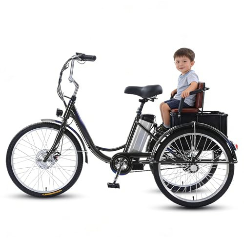 EaThsalL 24 E BIK Herren Damen Zoll Klappbar Dreirad mit Sitz 3 Rad Elektrodreirad FüR Senioren mit Aufbewahrungskorb Lastenfahrrad für Erwachsene 150kg für Besorgungen B