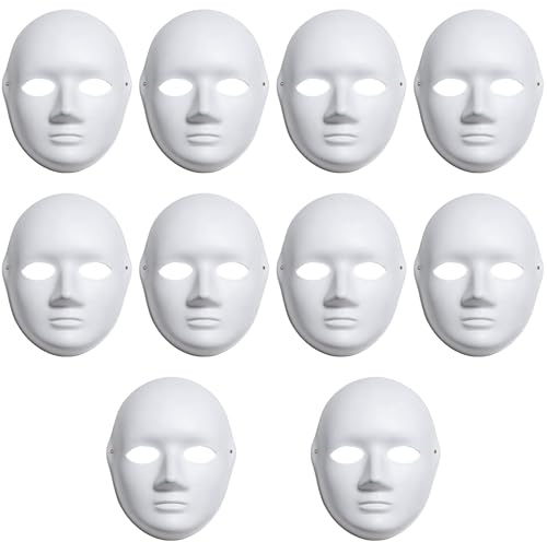 KOXXIAMOQ 10 Pcs Masque Deguisement, Masque Blanc à Décorer DIY pour Femmes | Personnalisables, Vierges en Papier à Décorer et Peindre, pour Carnaval, Cosplay, Halloween, Masque Bal