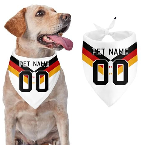 Personalisiert Hunde Halstuch mit Name und Nummer - 2026 WM Deutschland Hund Bandana Kopftücher (Heimspiele)
