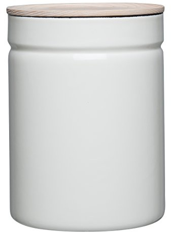 Riess, 2175-212, Vorratsdose mit Eschenholzdeckel ø 18cm, AP WHITE, Emaille, Vol. (rec.): 2,3 Liter, Made in Österreich, LBH: 13,3x13,3x18,4cm, 0,750kg, Dose, Deckel, Bleifrei, Farbecht, Kratzfest
