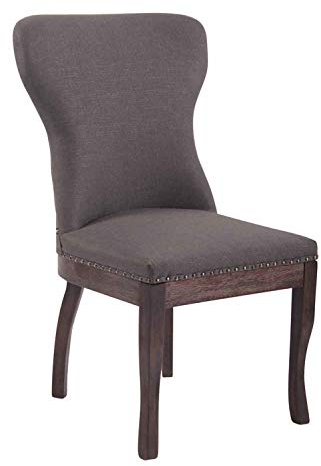 CLP Esszimmerstuhl Windsor mit Stoffbezug I Moderner Lehnstuhl mit Gestell aus Kautschukholz und Einer Sitzhöhe von 48 cm, Farbe:dunkelgrau
