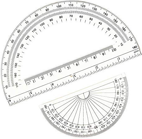 Leline's Plastic Protractor 180 Degree, 2pcs Student Math Protractors 4-inch and 6-inch Long, Clear