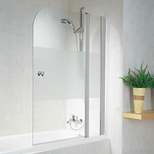 Schulte D850 01 100 3 Duschabtrennung Garant für Badewanne, 100 x 140 cm, 6 mm Sicherheitsglas Dezent, alunatur, Montage rechts
