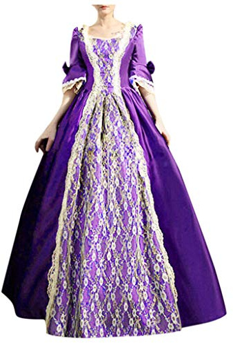Routefuture Femmes Gothique Steampunk Victorien Robe de Princesse Vintage Rétro Robe Halloween Fancy Dress Cosplay Costume