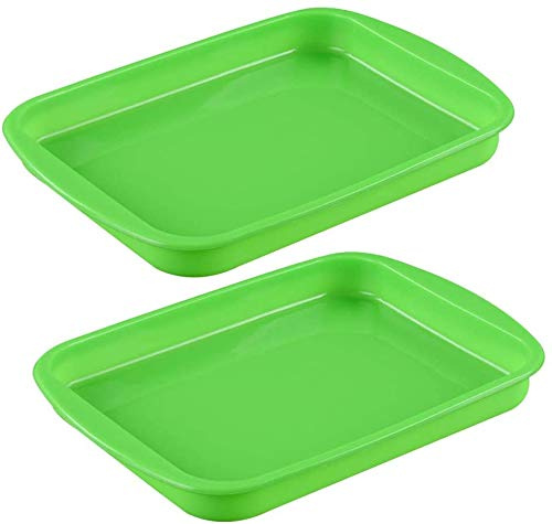 Brownie Tin - ZSWQ 2PCS Non-Stick Traybake Silicone Baking Sheet Rectangular Cake Tray for Baking with Handles 27 x 18.5 x 2.5 cm