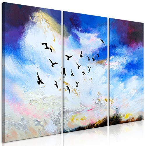 decomonkey Akustikbild Premium Abstrakt 90x60 cm 3 Teilig Kunst Akustikpaneele Akustikdämmung Schallschlucker Schallabsorber Schalldämmung Akustikplatten Leinwand Vogel Kunst