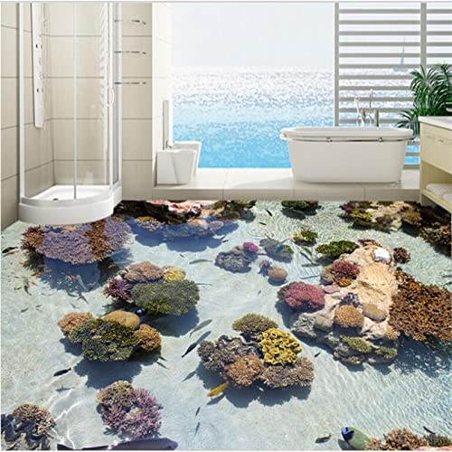 3D-Bodenbelag Wasserdichte Tapete Für Badezimmer Maßgeschneiderte Tropische Fisch-Marine-3D-Bodenmalerei Mit Dicker Pvc-Bodenfolie, 300 X 210 Cm Selbstklebend Aufkleber Wandtattoo Esszimmer Wandde