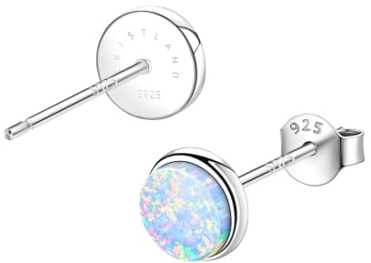 KristLand Flach-Opal Ohrstecker 925 Silber klein Damen