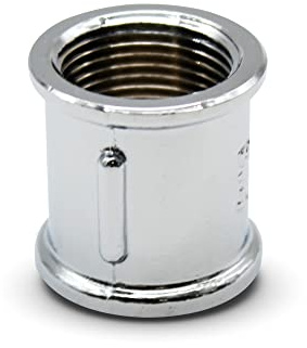 DOJA Barcelona | Messing Muffe Verchromt | 1/2 2 x Innengewinde Adapter | Pack 4 | Messingfitting für Luft, Wasser, Gas, Treibstoff, Öl, Luft, für Wasserhahn, um Umlauf im Rohr zu gewährleisten