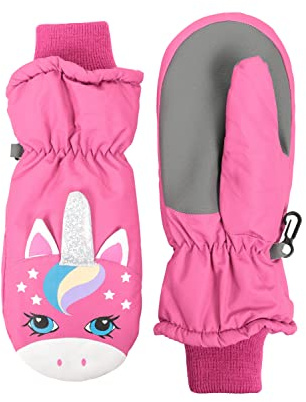 Mountain Warehouse Critter Kids Ski Mittens - Improved Grip, Water-resistant & Snowproof Mitts, Boys & Girls - Best for Autumn Winter, Hiking, Daily Use & Outdoors Pink L