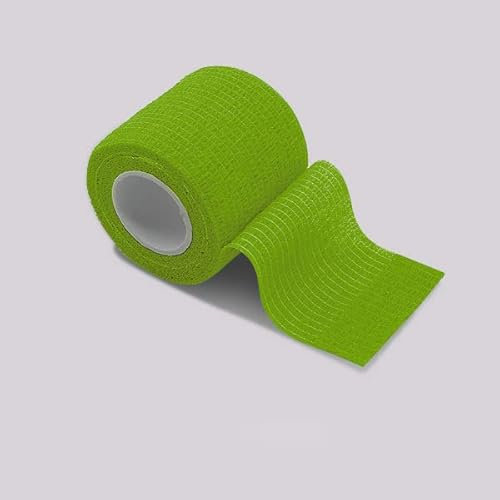 RIAAJ 4.8m Nastro Avvolgente Benda Elastica Autoadesiva Sportiva Colorata Per Cuscinetti Di Supporto Per Ginocchiere Dito Caviglia Palmo Spalla-Verde Erba,15cmx4.8m