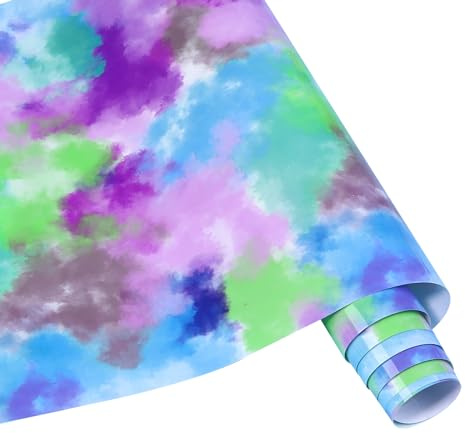HTVSTD Purple Tie Dye HTV Vinyl Roll- 12 inches x 8 ft Watercolor Patterned HTV Vinyl Purple Heat Transfer Vinyl for T-Shirts DIY
