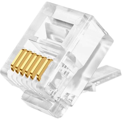 XANHAM Connettori RJ12 6P6C (confezione da 100 pezzi) cavo telefonico a 6 pin, spina maschio, AV00305