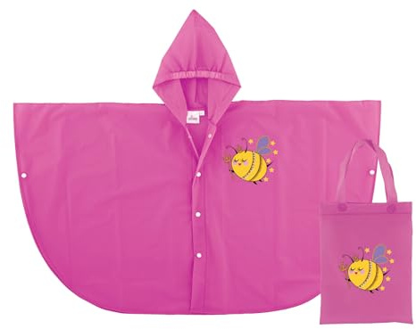 siggi Mantella Antipioggia Bambino e Bambina con Cappuccio + Borsina Omaggio | Taglie 3/4-5/6 Anni (Fucsia, 5-6 Anni)