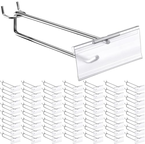 Thyle 50 ganci in metallo per scansione con porta etichette, per pannelli forati da 0,3 cm a 0,6 cm, ganci con cartellino del prezzo, accessori da parete per pannelli forati, ganci in metallo per casa