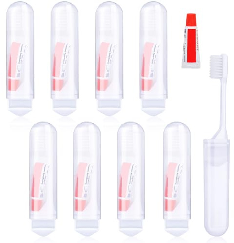 Zuimei 8Pcs Travel Toothbrush Set, Foldable Toothbrush with Mini Toothpaste | Portable Camping Toothbrushes for Travel Business Trip Camping Outdoor Activities