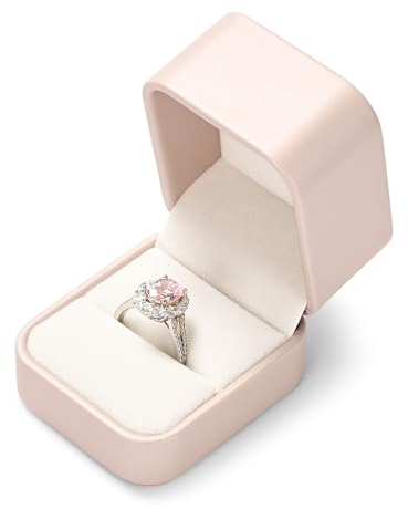 Papten Ringbox Ring Aufbewahrung Ringkästchen Schmuckaufbewahrung Schmuck Geschenkbox für Hochzeit Verlobung Heiratsantrag Valentinstag (Rosa)