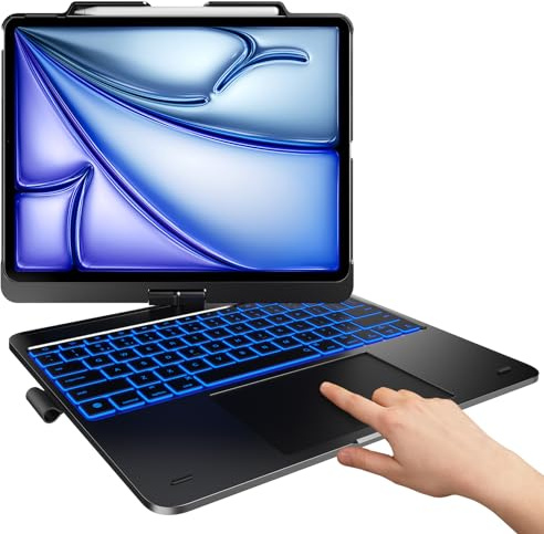 typecase Funda con teclado para iPad Pro de 13 pulgadas y iPad Air de 13 pulgadas, trackpad, rotación de 360°, inalámbrica, retroiluminación de 11 colores para iPad Pro 12.9 (6ª/5ª/4ª/3ª generación