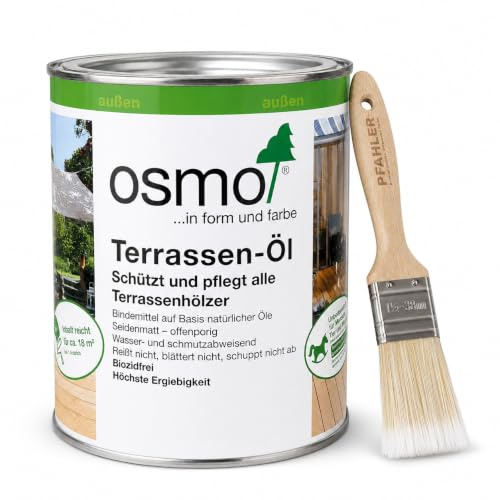 Osmo Terrassen-Öl Lärchen 009 Naturgetönt 0,75 l + Flächenstreicher Pinsel von Pfahler Gratis
