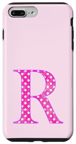 Letter R, Pink Polka Dot Design for Girls, Monogram Initial Case for iPhone 7 Plus/8 Plus