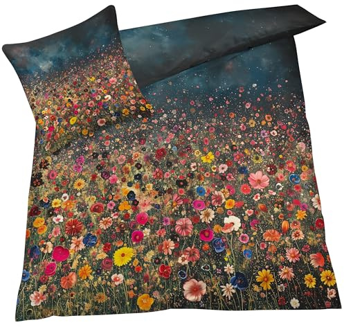 YELDAN Bettwäsche 140x200 Blume, Bunte Blumen Bettbezug, Bettwäsche-Sets 2 teilig, Weich & Bügelfrei Mikrofaser Wendebettwäsche und 1 Kissenbezug 80x80 mit Umschlag