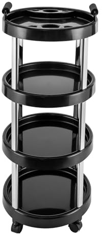 4 EtageBedienungswagen Friseurwagen Kosmetikwagen Rollcontainer rollwagen Beauty Trolley Salonwagen Rund Salonhilfe Friseur Arbeitswagen Wagen
