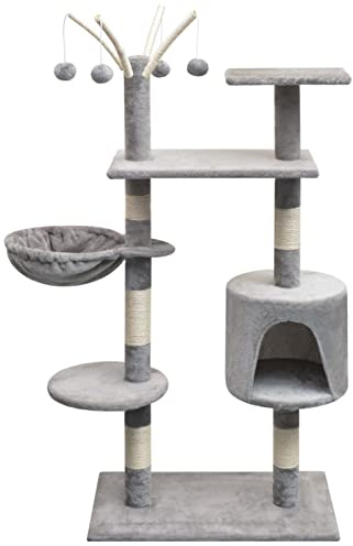 ZEYUAN Katzen-Kratzbaum 125 cm Grau, Katzenkratzbaum, Katzenmöbel, Kratztonne Für Katzen, Aktivitätskratzbäume, Katzen Zubehör