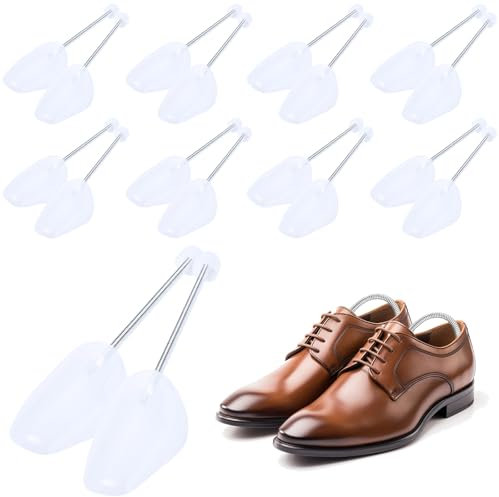 UCAMP Set da 9 Paia di Tendiscarpe in Plastica,Tendiscarpe Uomo,Regolabile Adulto Scarpa Albero,Forma per Calzature,Forme Scarpe Con Tensione Molla Bobina,Taglia Variabile38-45,Transparente