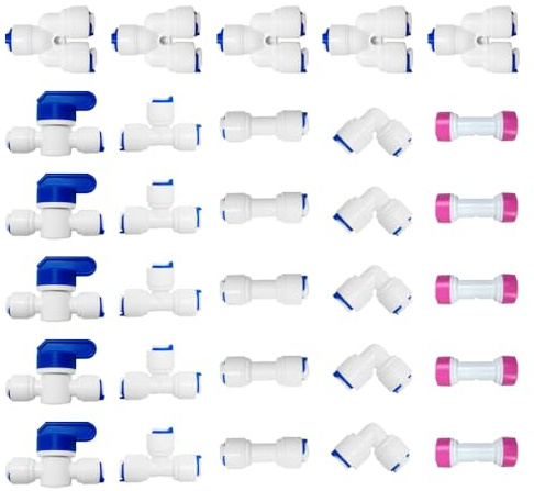 PAROAD Wasserzulaufleitung Universal Wasseranschluss Set，1/4 (6.35 mm) Zoll OD Pushfit Gerade Verbinder für Osmoseanlagen, Wasserfilter, Wassersppudler, 30 Stück