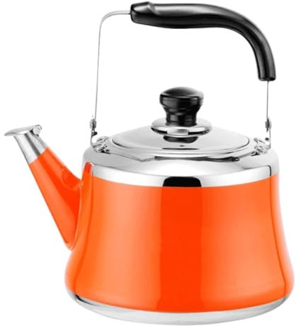 Bouilloire sifflante en acier inoxydable 304 avec poignée pliable ergonomique résistante à la chaleur, bouilloire sifflante pour cuisinière à gaz, facile à nettoyer (orange, 2 l)