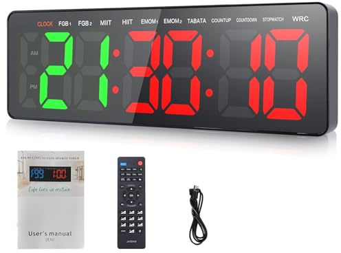 Minuteur Fitness Timer Sport LED Grand Télécommande Mural Boxe Crossfit Gym