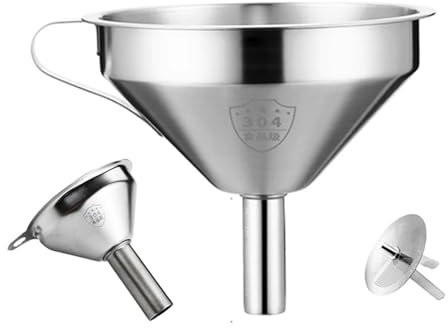 embudo de petaca Embudo de cocina Embudos de acero inoxidable de 2 uds., juego de Mini embudo grande for uso en la cocina, embudo de ingredientes secos for especias y aceite, embudo de boca ancha con