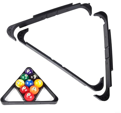 Dual-Purpose Billiard Ball Rack Triangle for 8-Ball and Diamond for 9-Ball, Plastic Pool Table Accessory for 2-1/4 Inch Balls, No Tools Required, Black